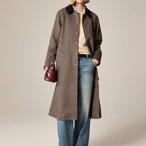J. Crew Houndstooth Wool Blend Barn Trench Coat - NWT